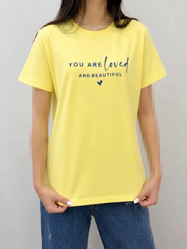یشرت زنانه رنگی نخ پنبه یقه گرد طرح YOU ARE Loved | آلماشاپ